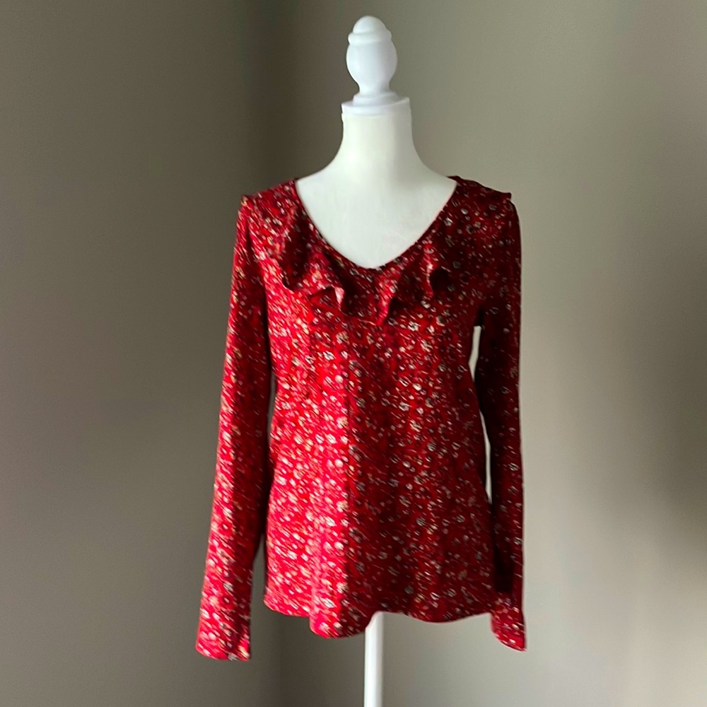 NWOT LOFT Outlet long sleeve ruffle T Size M